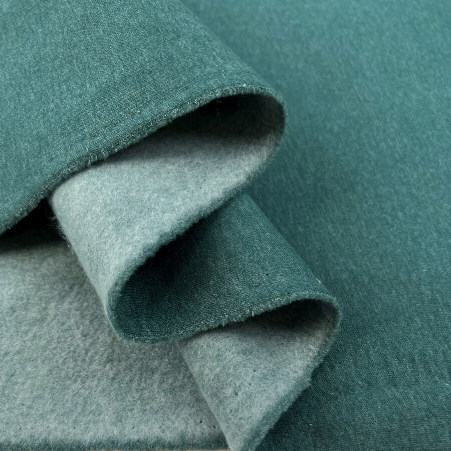 Superior Sweatshirt Teal Marl Cotton Polyester Jersey Fabric Fold