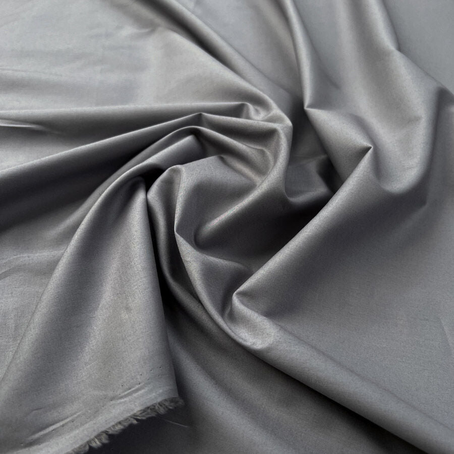 Supersonic Grey Pima Cotton Lawn Plain Woven Shirting Fabric