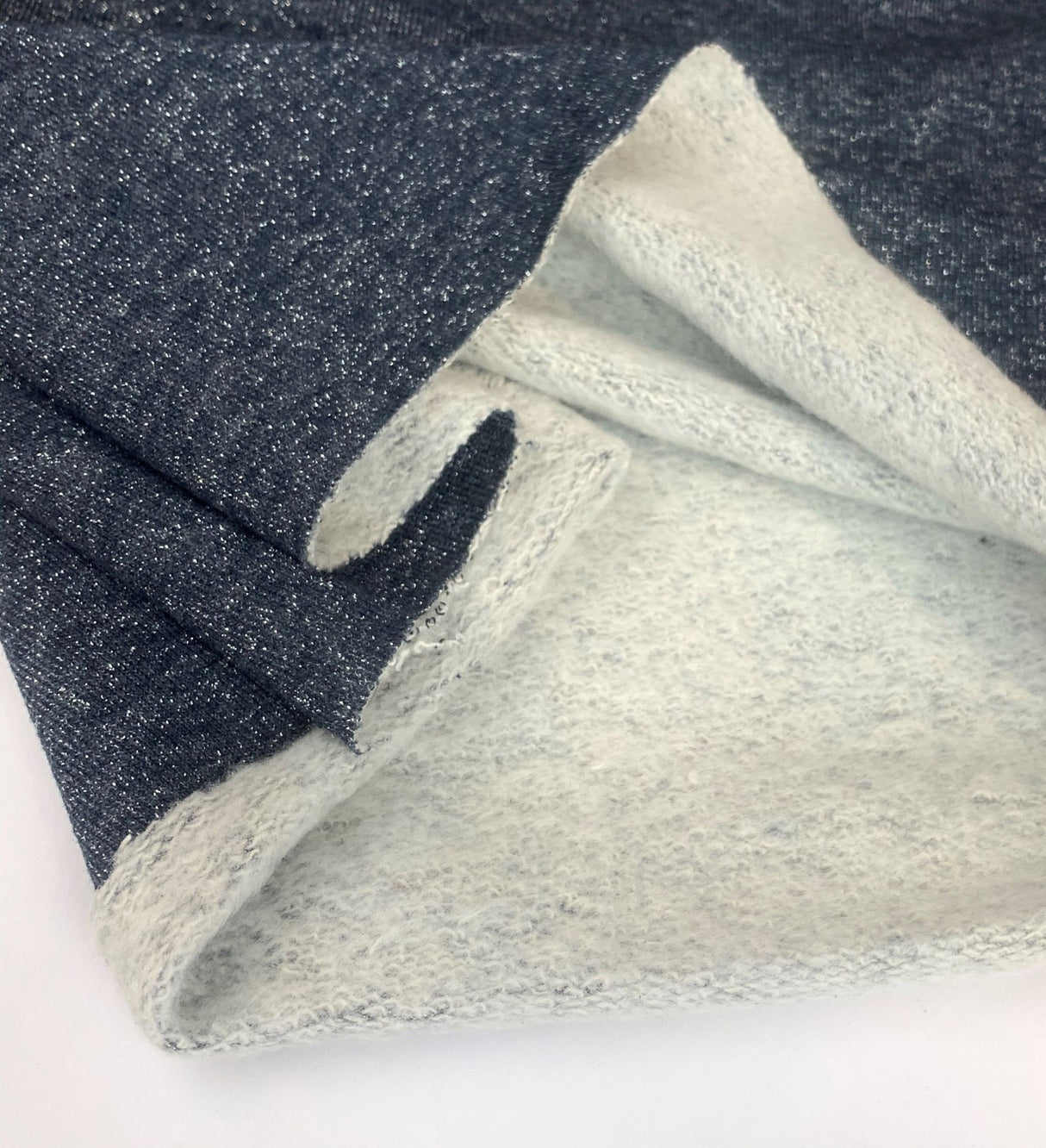 Sweatshirt Lurex Navy Knitted Cotton And Polyester Jersey Fabric Drape Fabric Photo 2