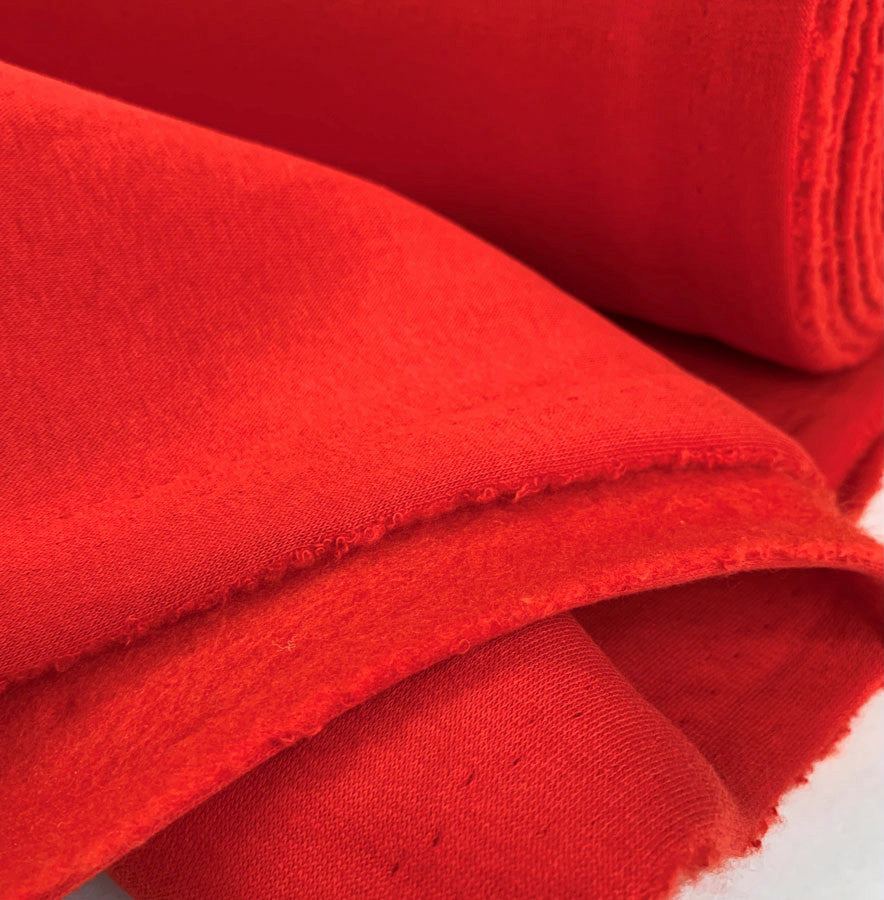 Sweatshirt Red Knitted Cotton And Polyester Jersey Fabric Close Up Fabric Photo