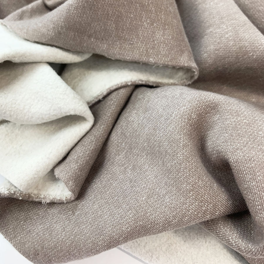 Sweatshirt Beige Cotton Elastane Knitted Jersey Fabric Close Up
