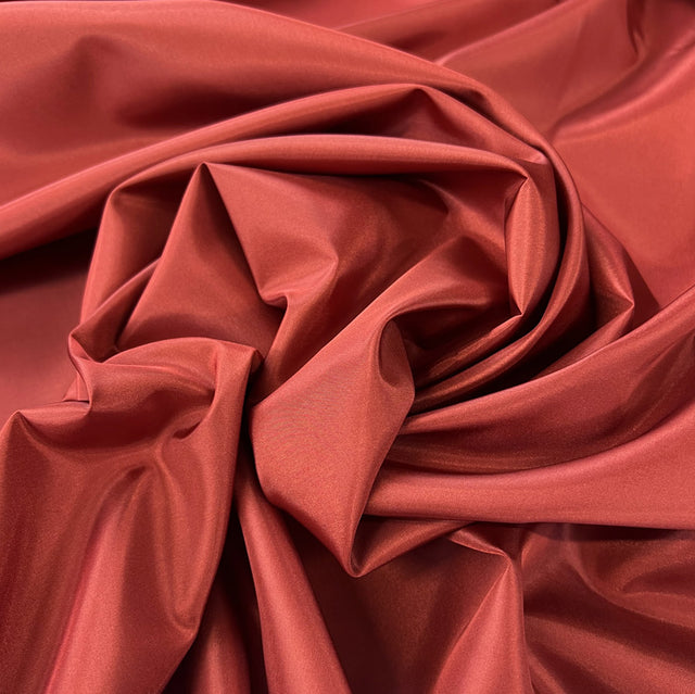 Taffeta Dressmaking Fabric Plain Taffy Vermilion Rev