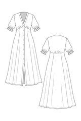 Taika Blouse Dress Pattern Named Clothing Sketch