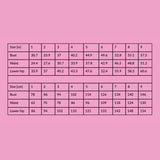 Tauko size chart