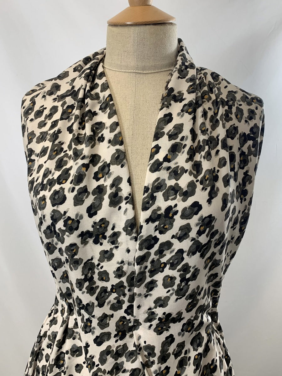 Tencel Lawn Timeless Sustainably Sourced Lawn Fabric Abstract Animal Print Black Cream Dress