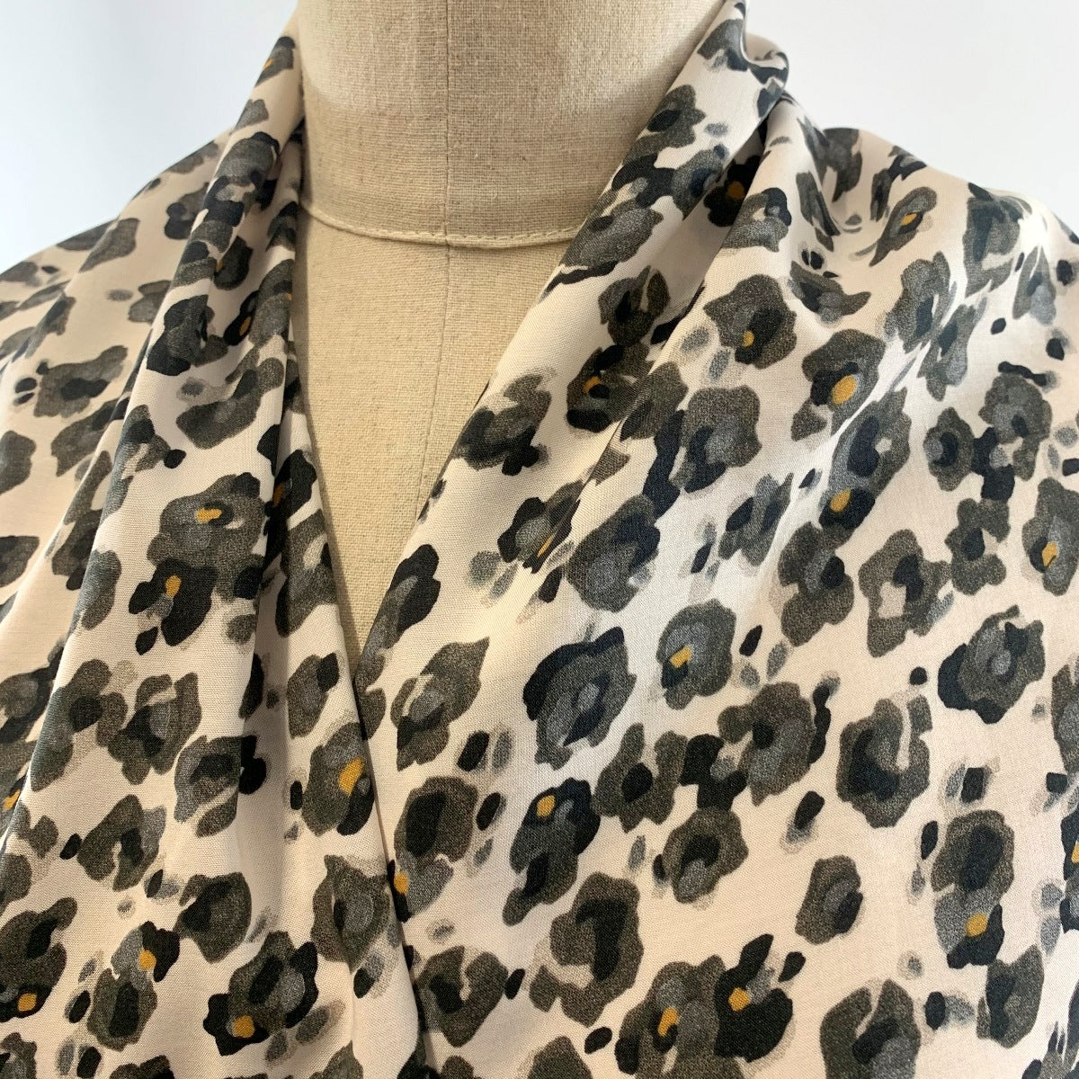 Tencel Lawn Timeless Sustainably Sourced Lawn Fabric Abstract Animal Print Black Cream Neck 2