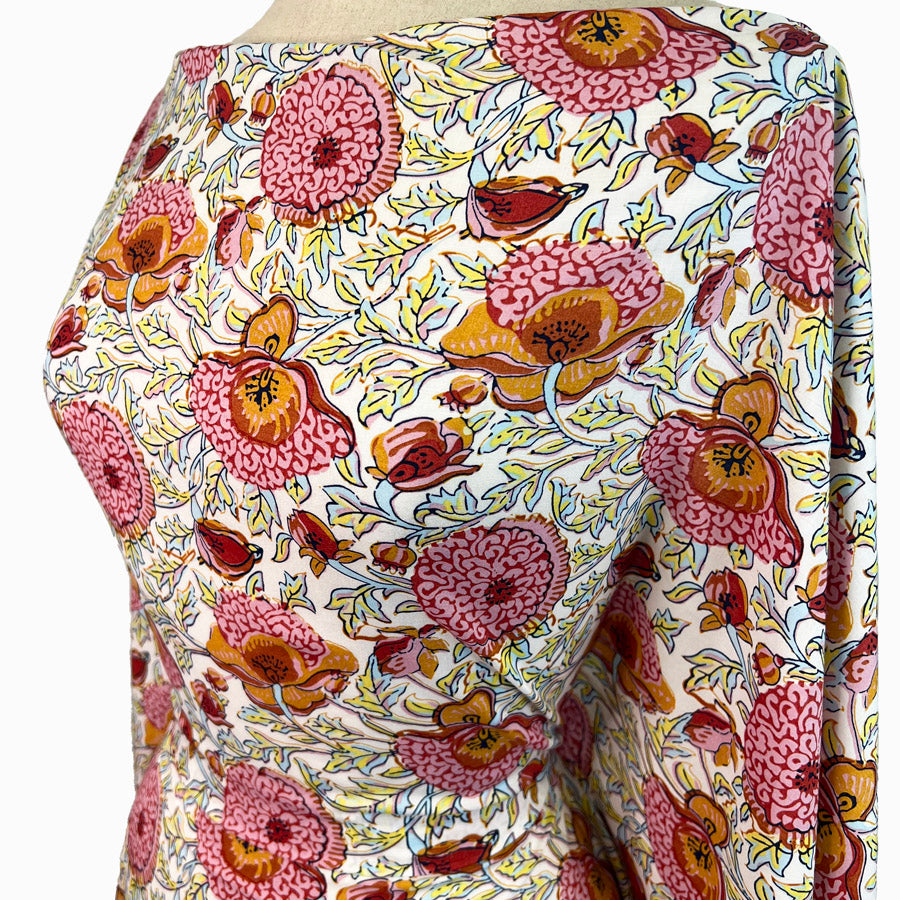 Tencel Lawn Clementine Ivory Floral Woven Dress Fabric Side