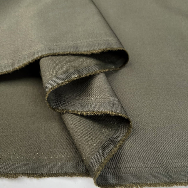 Tencel Twill Cotton Khaki Green Fine Woven Plain Suiting Fabric Fold