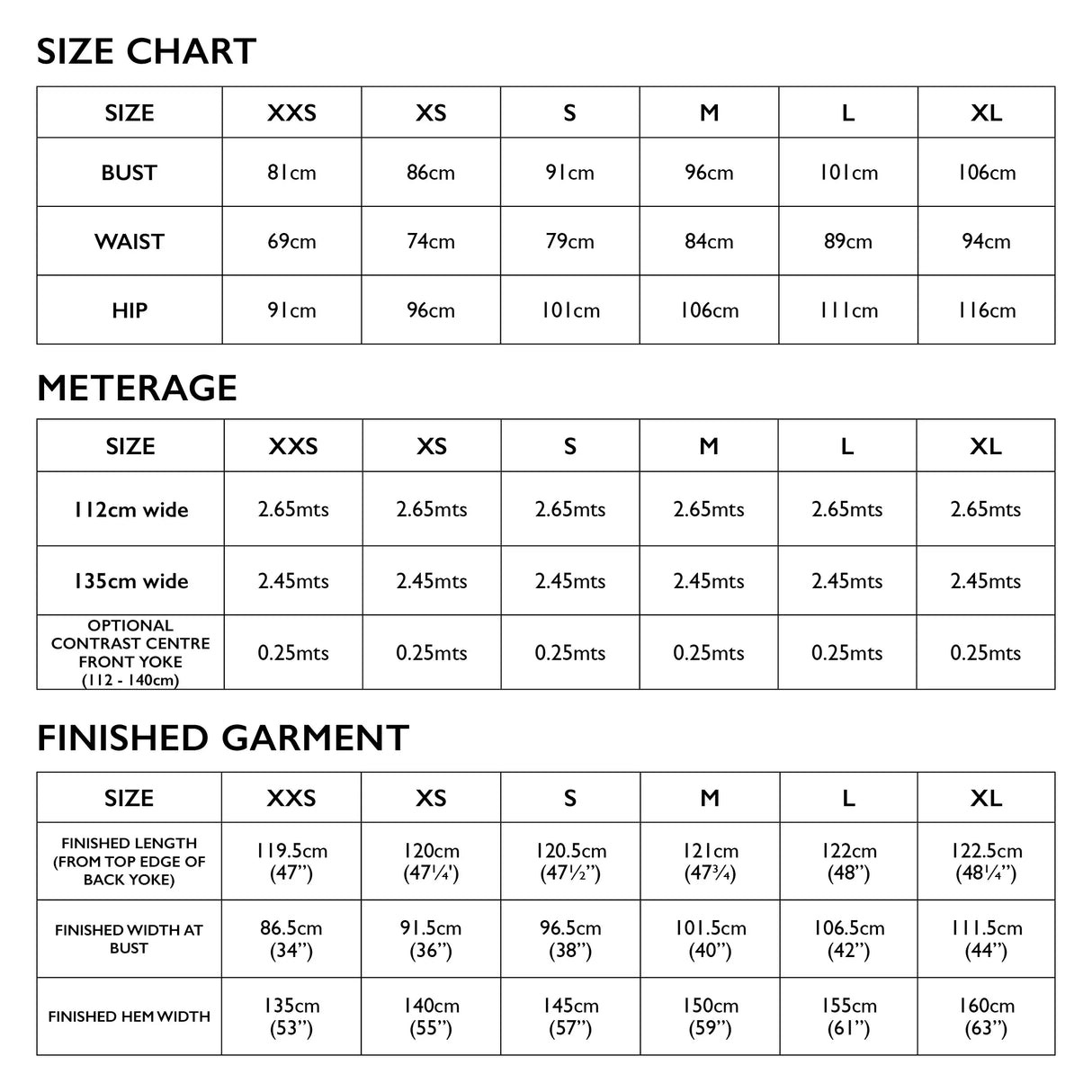 Tessuti Annie Dress Pattern Uk Xxs Xl Size Chart