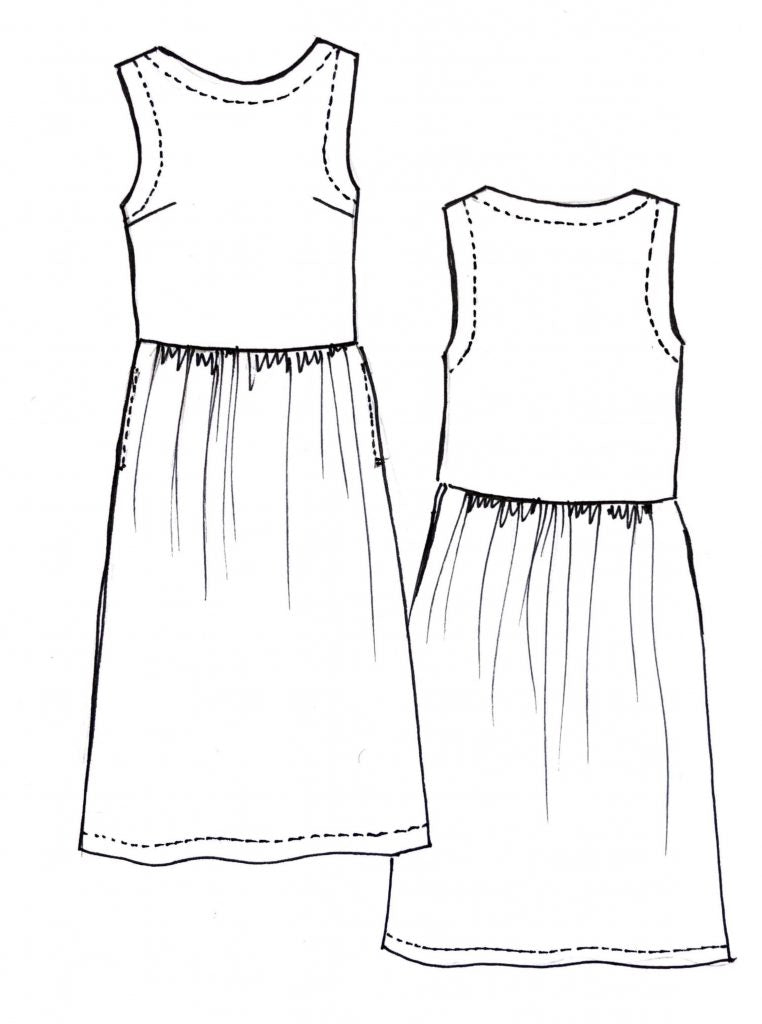Tessuti Felicia Dress Pattern Sketch