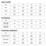 Tessuti Kate Top Sewing Pattern Size Chart 16 22