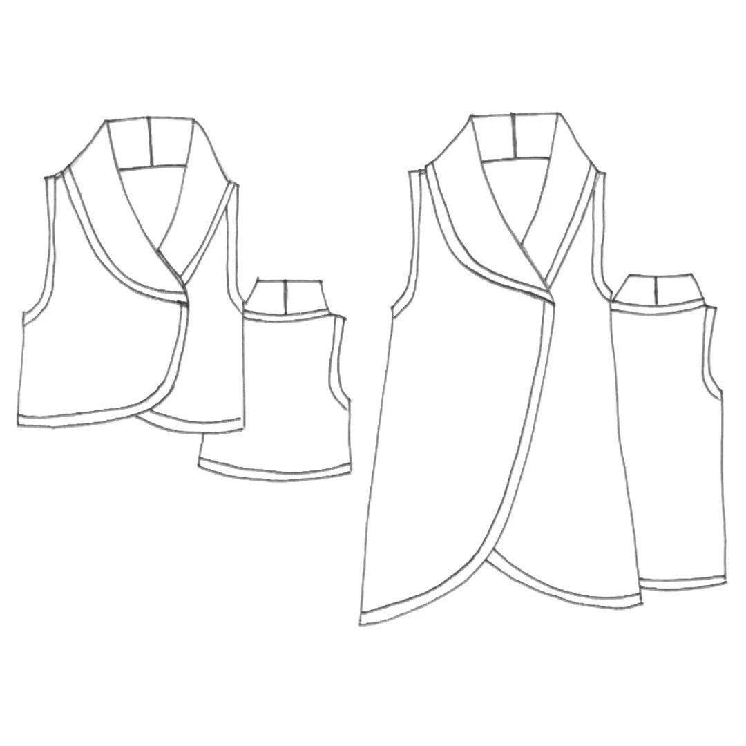 Tessuti Kyoto Vest Sewing Pattern Uk Xxs Xl Sketch