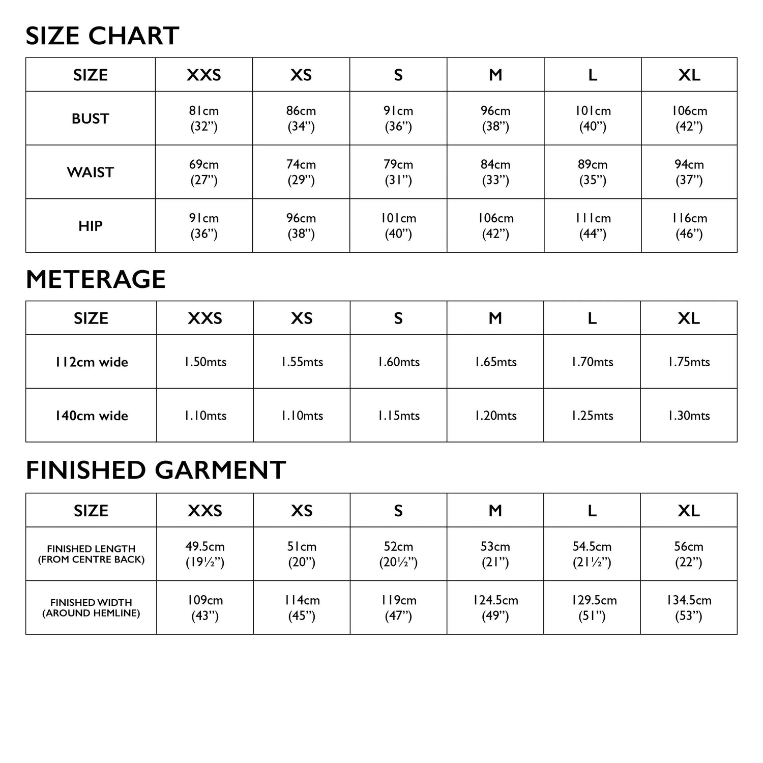 Tessuti Leni Top Sewing Pattern Uk Xxs Xl Size Chart