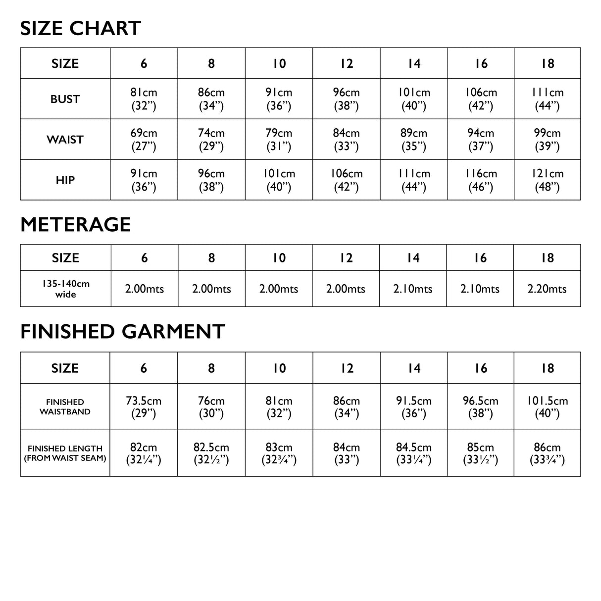 Tessuti Madden Skirt Pattern Uk 6 18 Size Chart