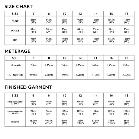 Tessuti Tavi Top Sewing Pattern Uk 6 18 Size Chart