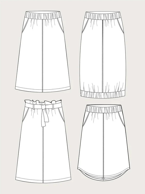 The Assembly Line A Line Midi Skirt Pattern Sketch