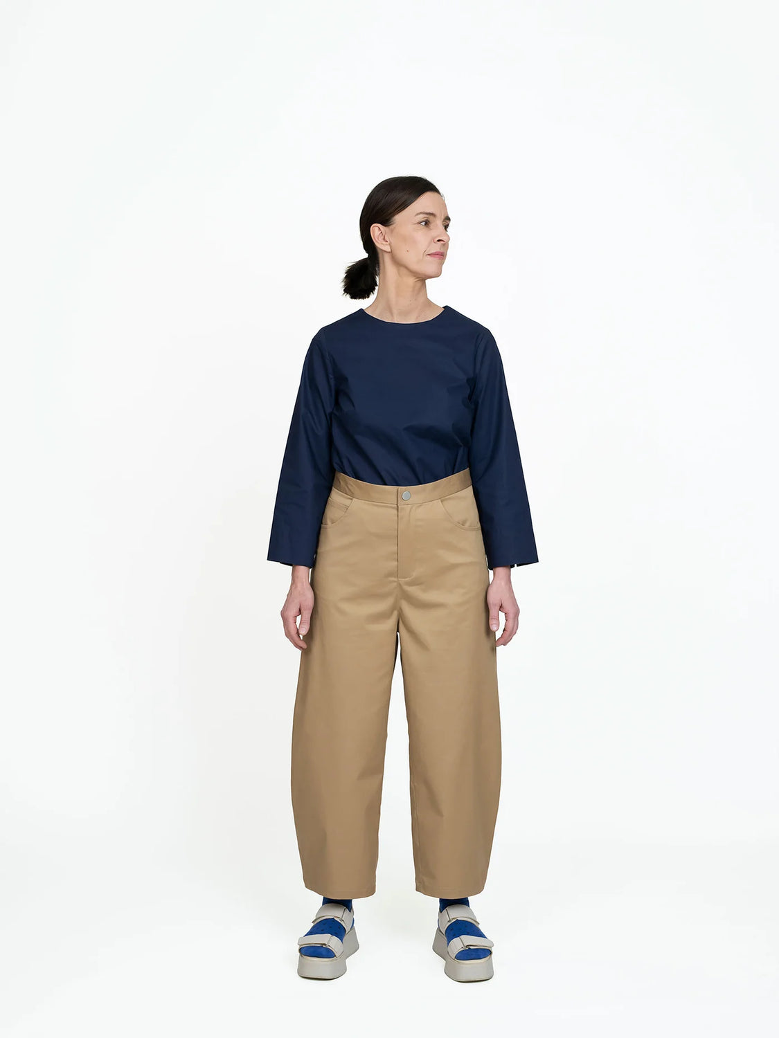 The Assembly Line Barrel Leg Trousers Pattern 4