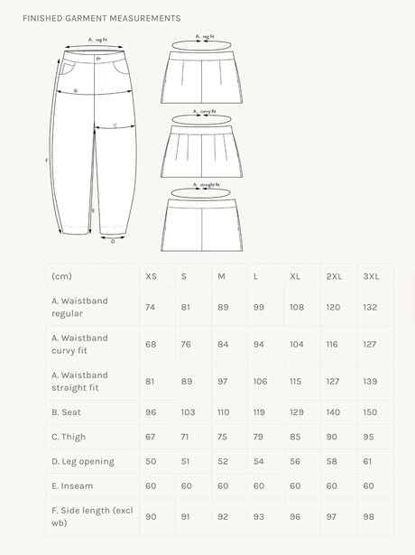 The Assembly Line Barrel Leg Trousers Pattern Measurements
