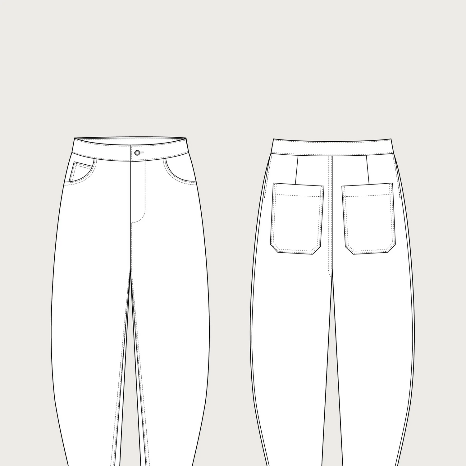 The Assembly Line Barrel Leg Trousers Pattern Sketch