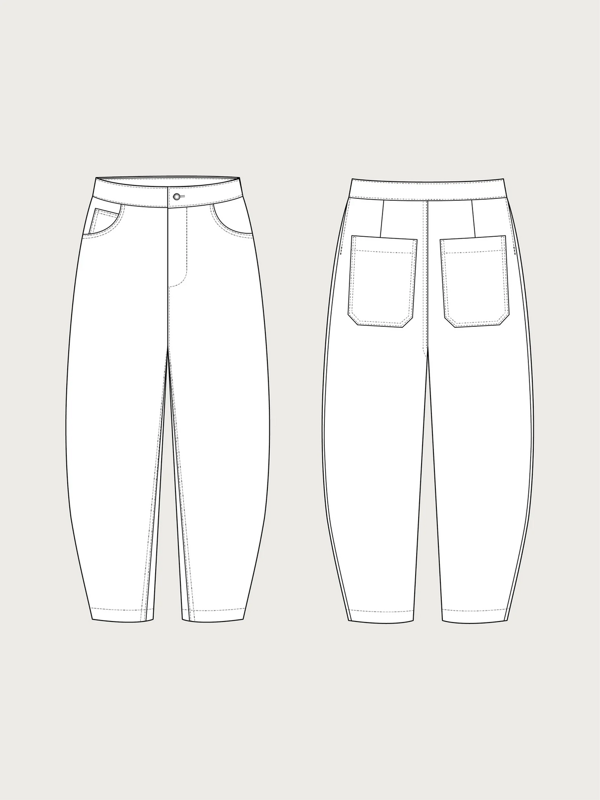 The Assembly Line Barrel Leg Trousers Pattern Sketch