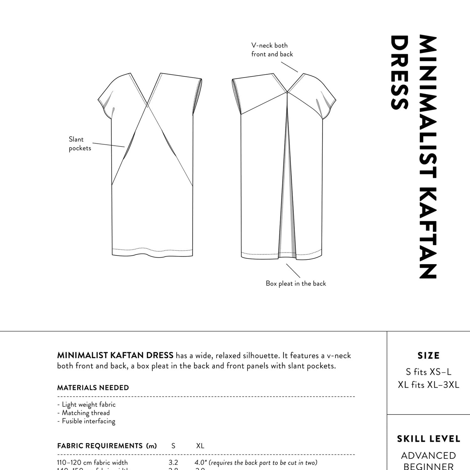 The Assembly Line Minimalist Kaftan Dress Pattern Back
