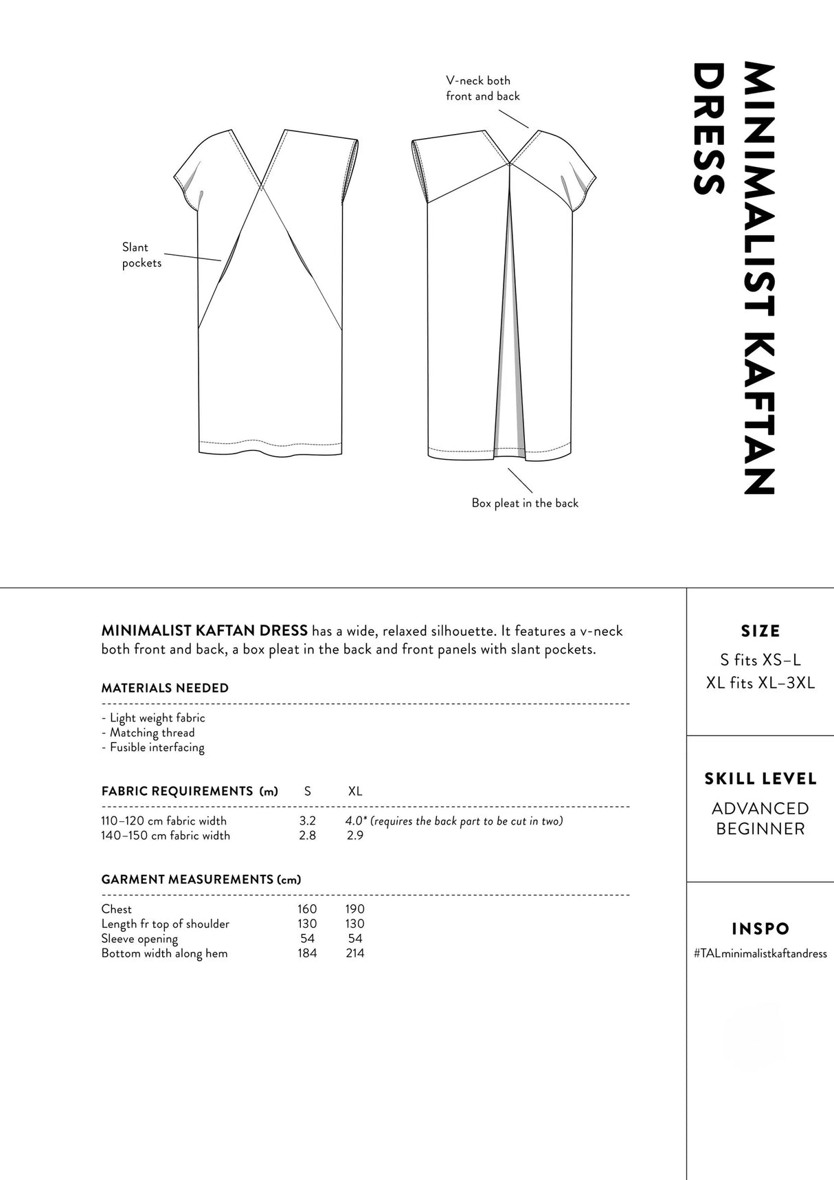 The Assembly Line Minimalist Kaftan Dress Pattern Back