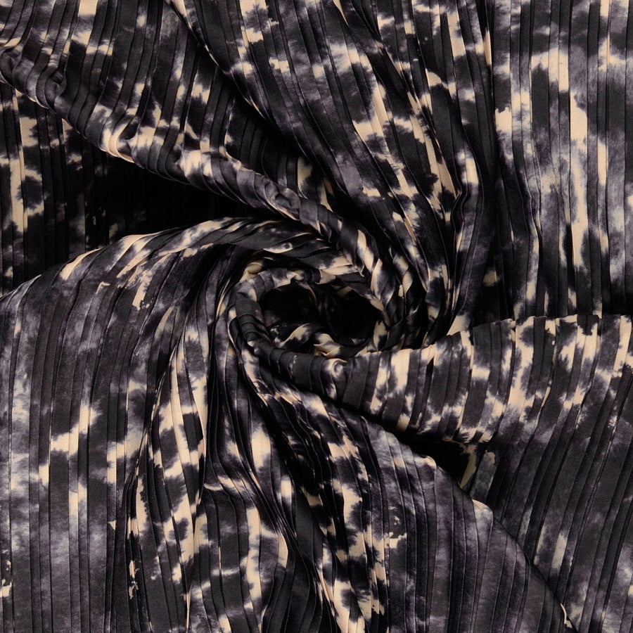 The Other Half Pleated Animal Print Black Beige Dressmaking Fabric Twist