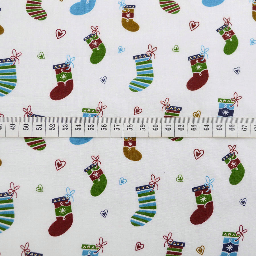 Three Of A Kind Stockings Cotton White Stockings Multicoloured Fabric Scale Fabric Photo