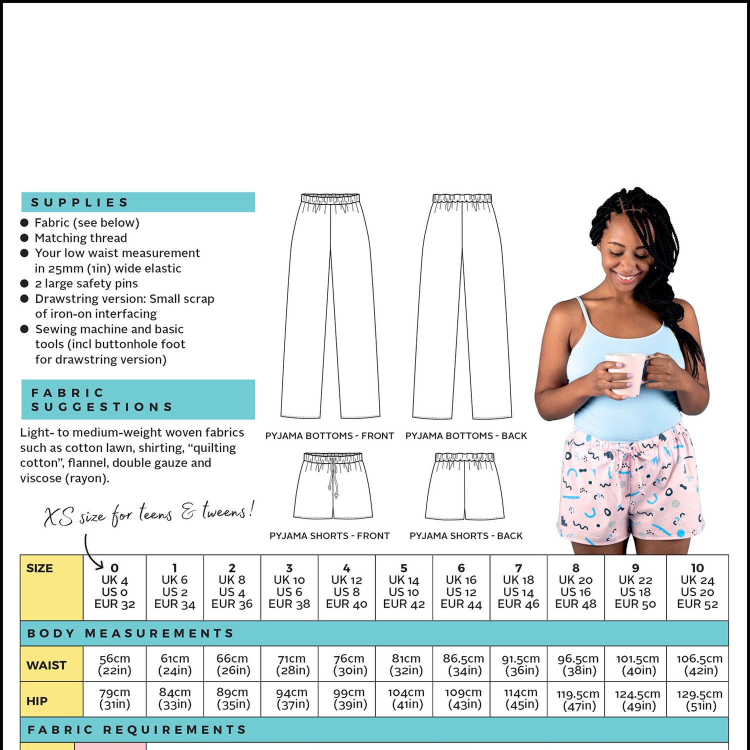 Tilly And The Buttons Jaimie Pyjama Bottoms And Shorts Pattern Back Cover