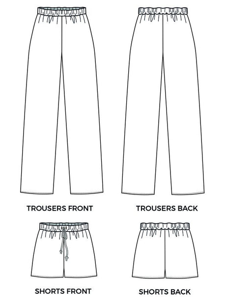 Tilly And The Buttons Jaimie Pyjama Bottoms And Shorts Pattern Drawing
