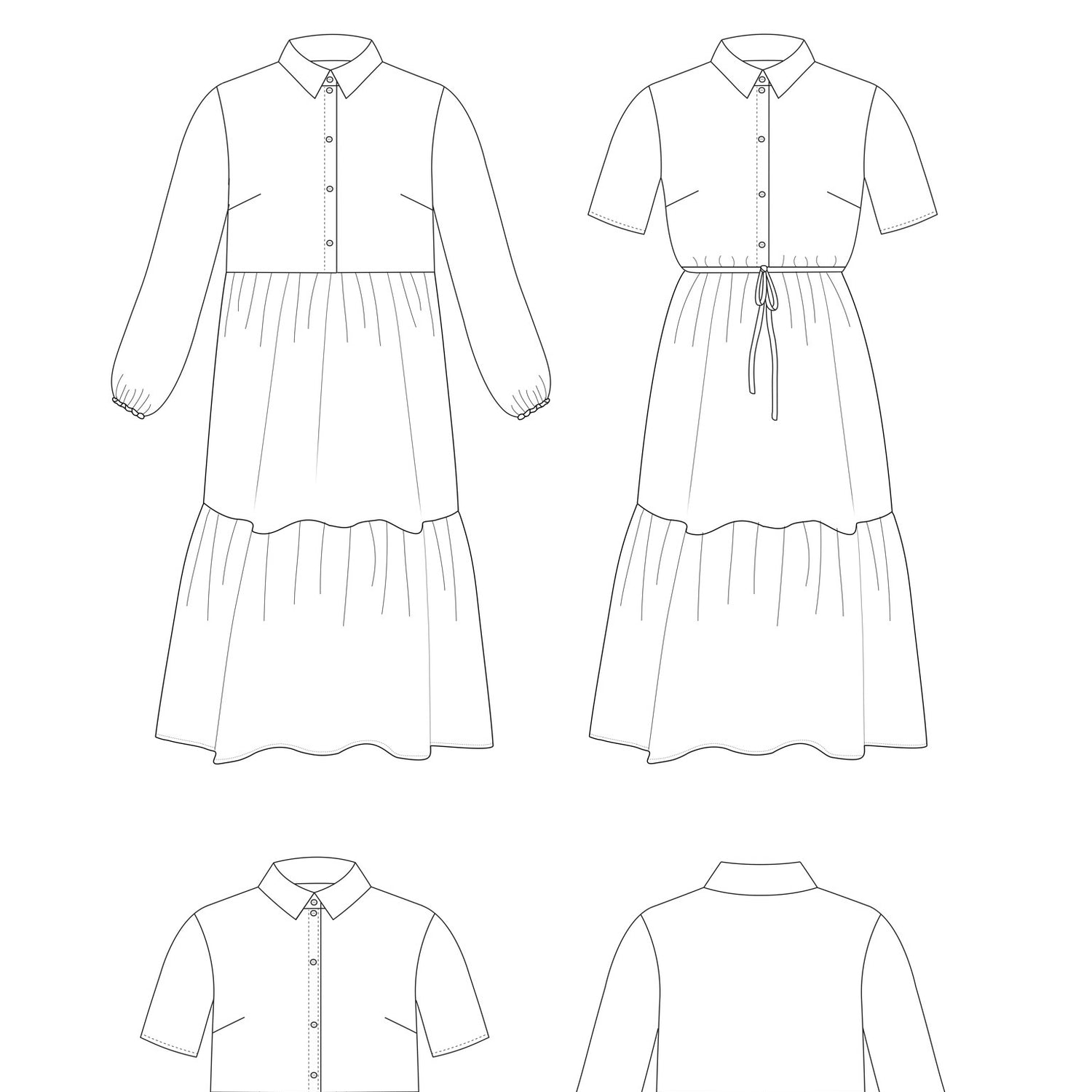Tilly And The Buttons Lyra Shirt Dress Pattern Drawing