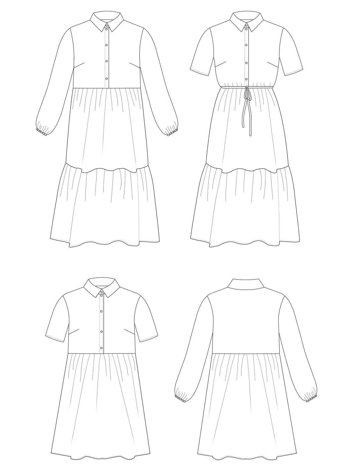 Tilly And The Buttons Lyra Shirt Dress Pattern Drawing