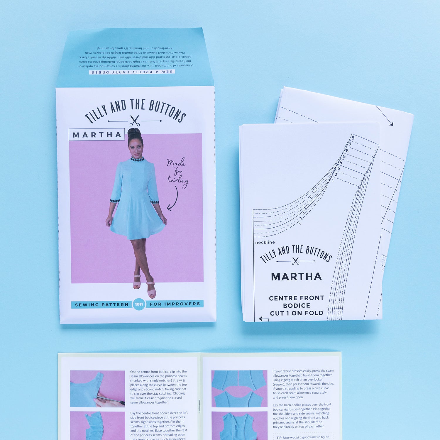 Tilly And The Buttons Martha Dress Pattern Flatlay