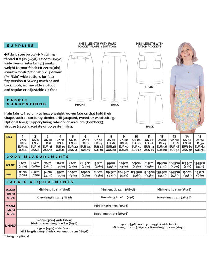 Tilly And The Buttons Ramona Skirt Pattern Back Cover