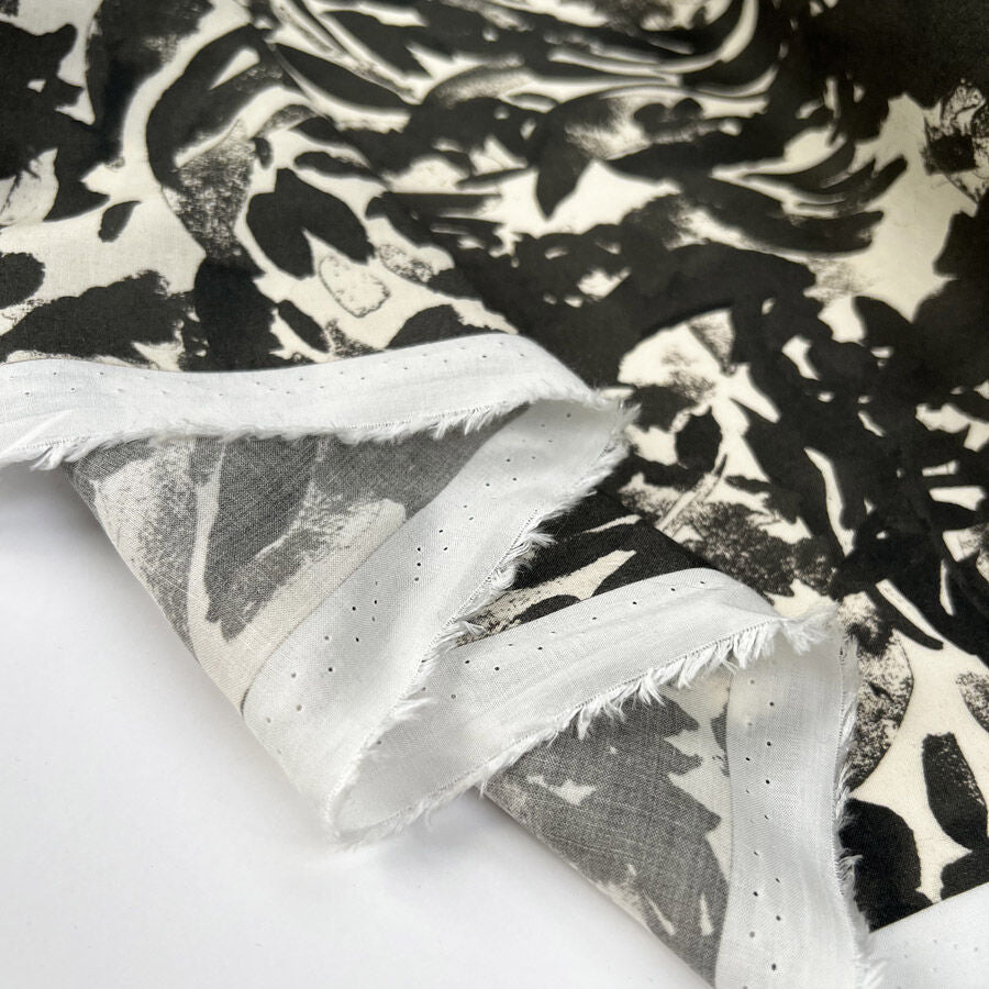 Toto Grey Black Cream Viscose Abstract Woven Dress Fabric Fold