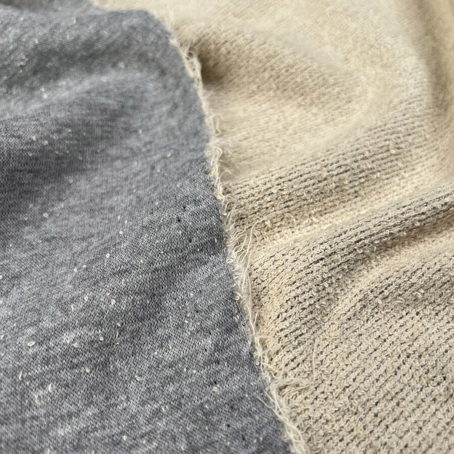 Track Star Cotton Nylon Double Sided Grey Cream Knit Jersey Fabric