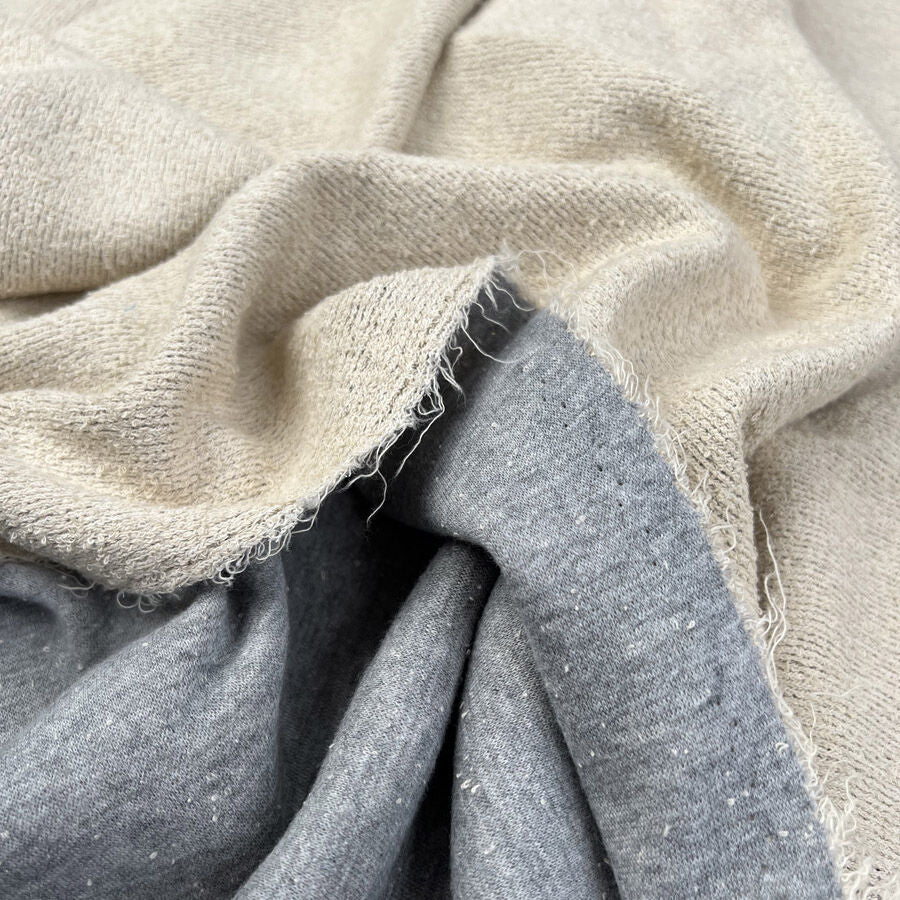 Track Star Cotton Nylon Double Sided Grey Cream Knit Jersey Fabric