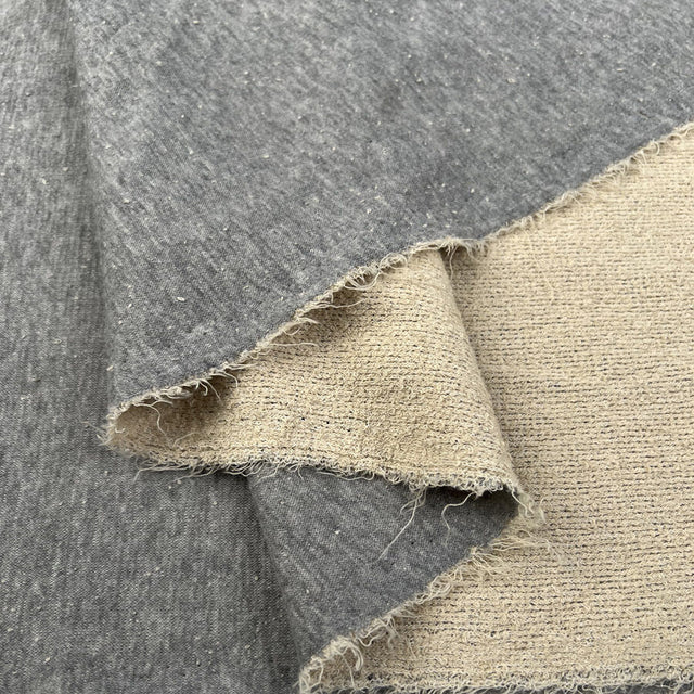 Track Star Cotton Nylon Double Sided Grey Cream Knit Jersey Fabric Fold