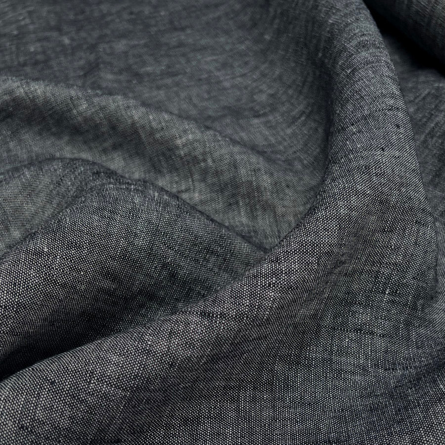 Traditional Linen Dark Grey Rami Woven Dress Fabric