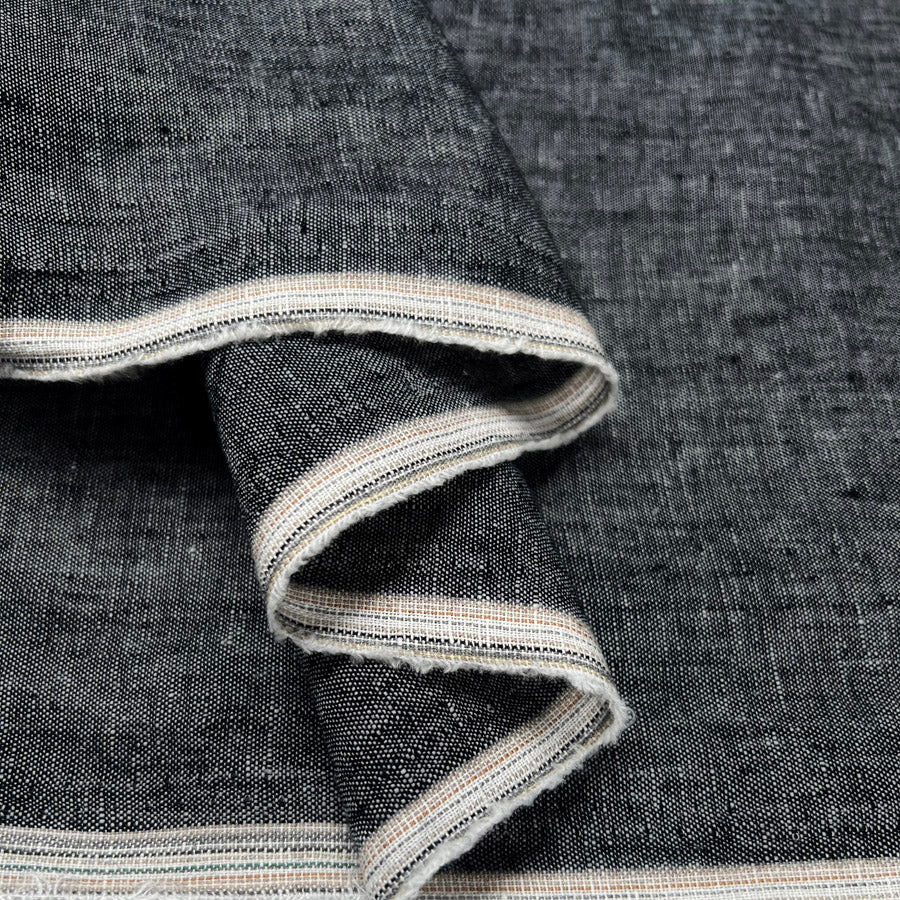 Traditional Linen Dark Grey Rami Woven Dress Fabric Fold