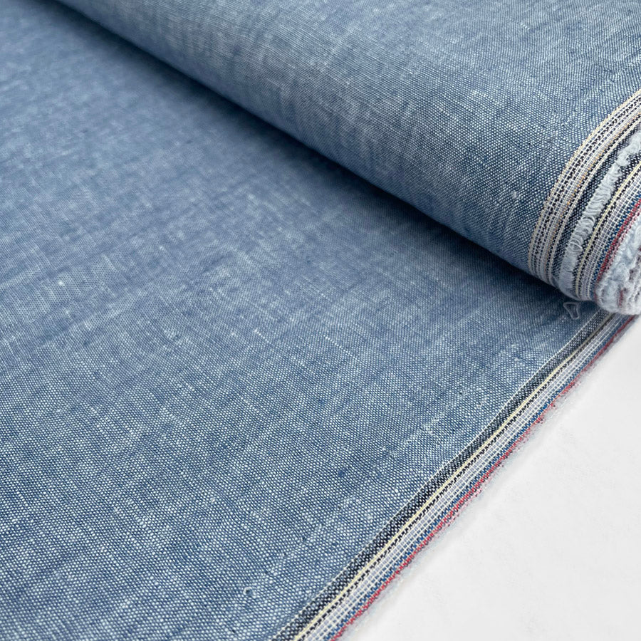Traditional Linen Denim Blue Rami Woven Dress Fabric Bolt