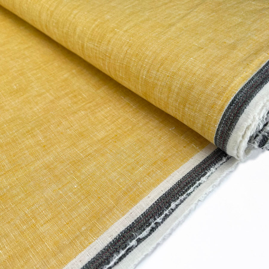 Traditional Linen Ochre Yellow Rami Woven Dress Fabric Bolt
