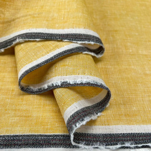 Traditional Linen Ochre Yellow Rami Woven Dress Fabric Fold