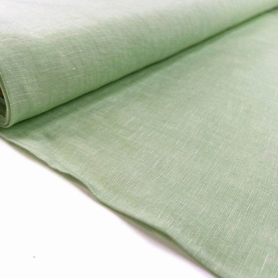 Traditional Linen Spearmint Green Plain Woven Dress Fabric Bolt