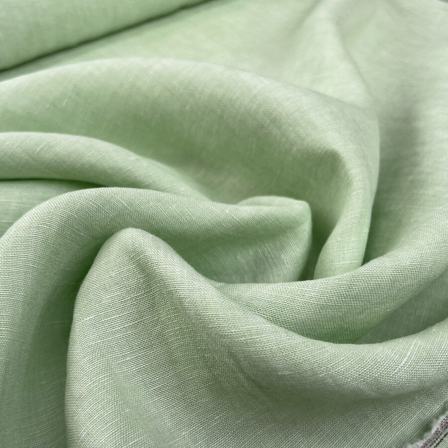 Traditional Linen Spearmint Green Plain Woven Dress Fabric
