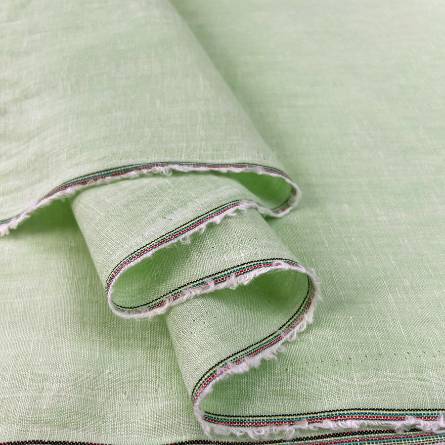 Traditional Linen Spearmint Green Plain Woven Dress Fabric Fold