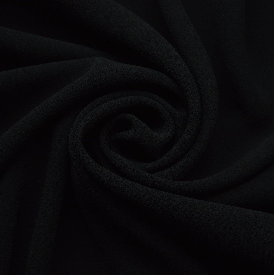 Triple Crepe Black Black Polyster Heavy Triple Crepe Dress Fabric Cud 2