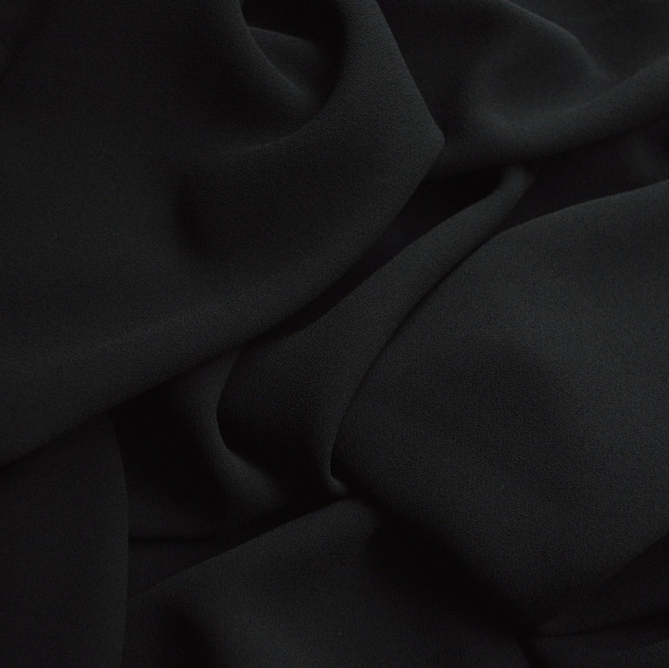 Triple Crepe Black Black Polyster Heavy Triple Crepe Dress Fabric Cud