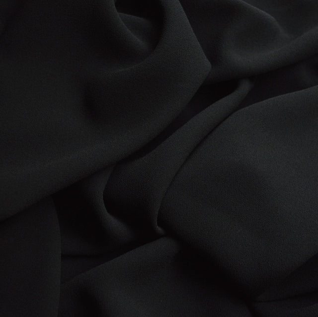 Triple Crepe Black Black Polyster Heavy Triple Crepe Dress Fabric Cud