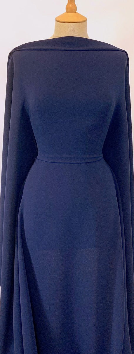 Triple Crepe French Navy Polyester Dress Fabric Dress
